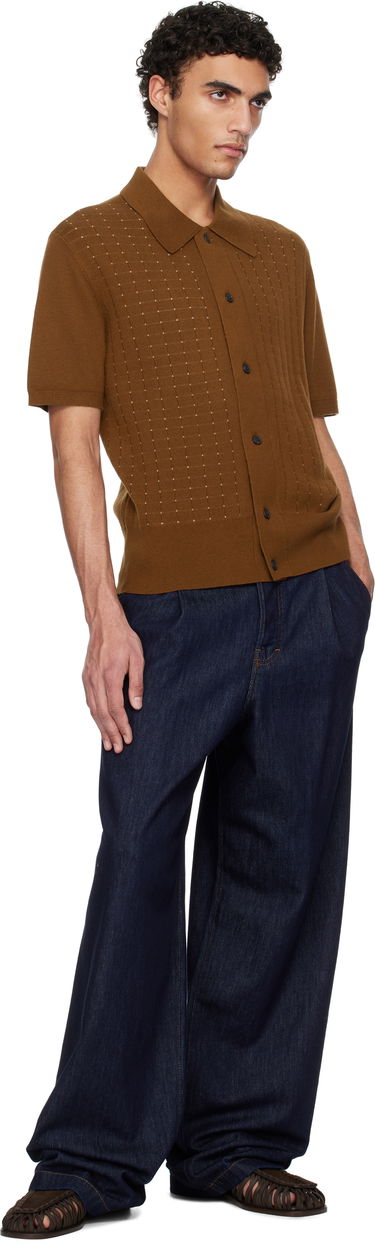 Sweater Tiger of Sweden Tiger of Sweden Araawen Merino Wool Knit Polo Shirt Brun | 112165, 3