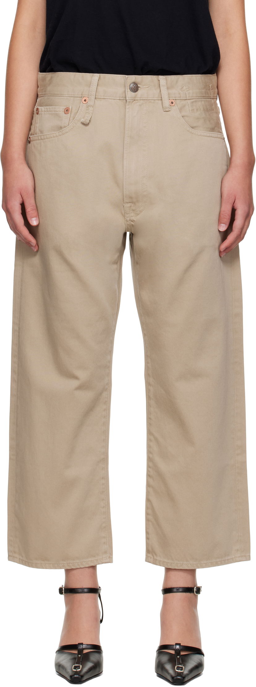 Jeans R13 R13 X-Boyfriend Wide-Leg Jeans Beige | R13WD211-D337A