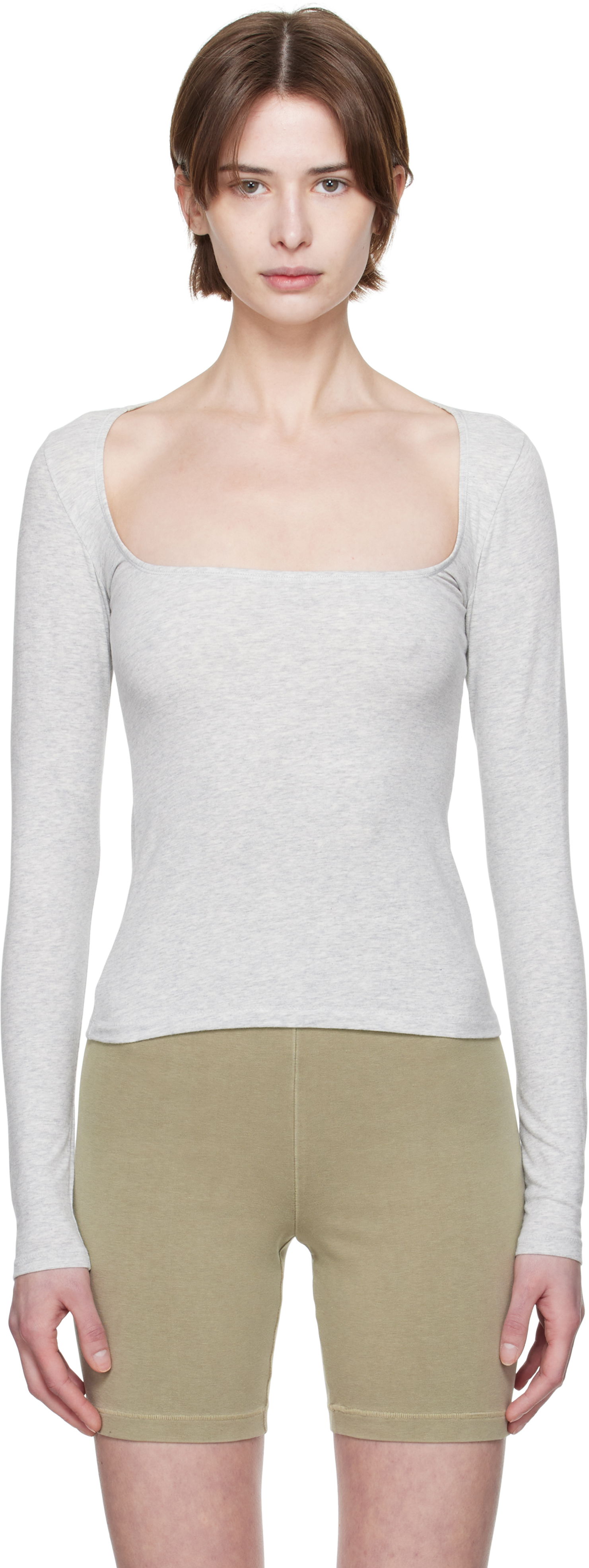Tanktop SKIMS SKIMS Cotton Jersey Scoop Neck Long Sleeve T-Shirt Grå | LS-LST-7908W, 0