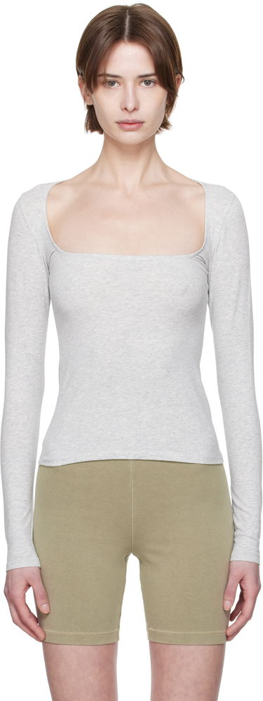 Tanktop SKIMS SKIMS Cotton Jersey Scoop Neck Long Sleeve T-Shirt Grå | LS-LST-7908W, 0