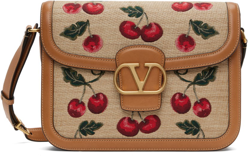 Håndtaske Valentino Valentino Garavani 9to5 Mini Cherryfic Shoulder Bag Beige | 6W0B0R15IXM