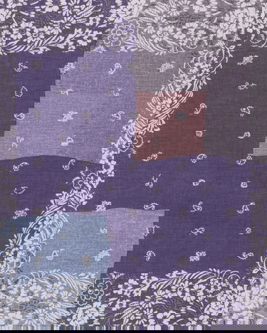 Tørklæde KAPITAL Selvedge Bandana with Garden Patchwork Print Lilla | EK-1633BA PURPLE, 5