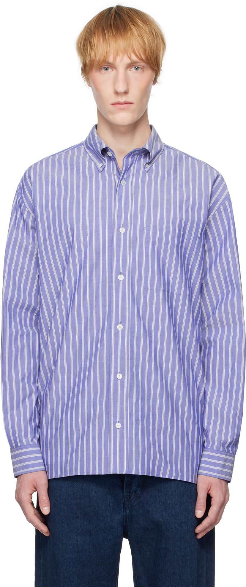 Skjorte The Row The Row Bresson Striped Button-Down Shirt Blå | 916-W3584