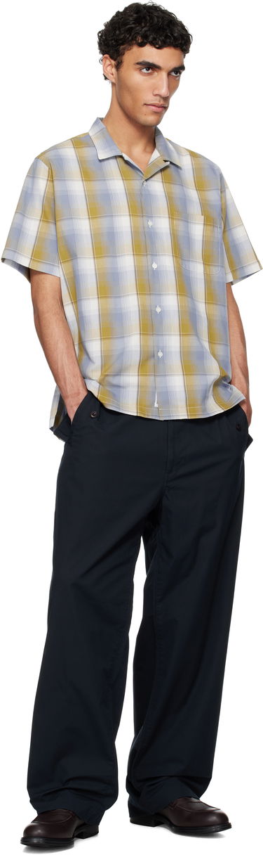Skjorte NANAMICA Nanamica Open Collar Pique Short Sleeve Shirt Blå | S25SG076U, 3
