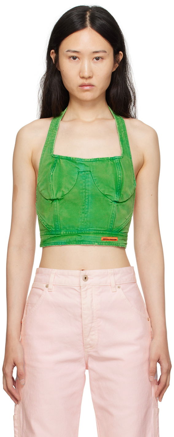 Tanktop HERON PRESTON Distressed Tank Top Grøn | HWAD045F23FAB0025500, 0