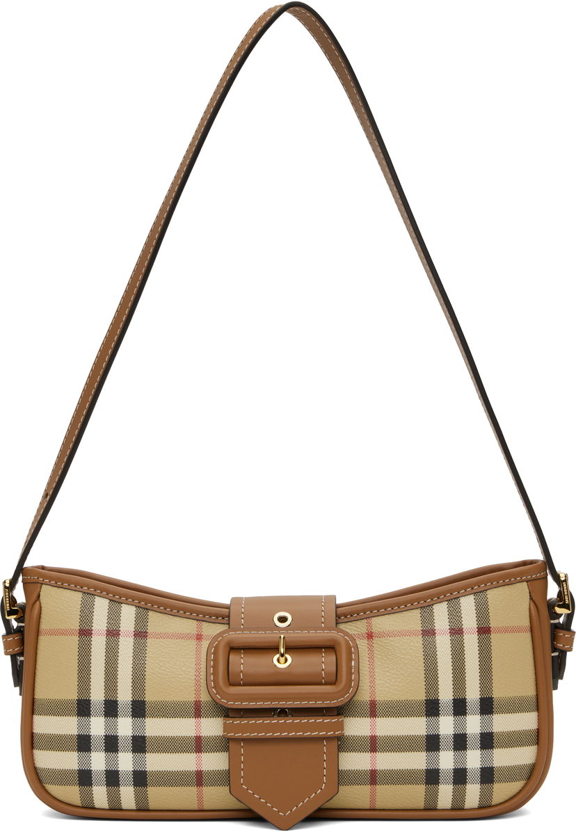 Skuldertaske Burberry Check Pattern Shoulder Bag Beige | 8092074