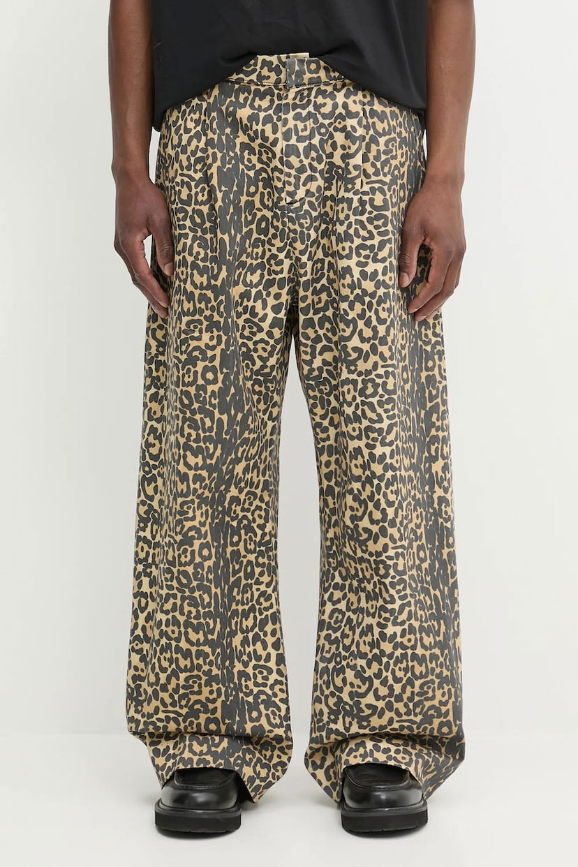 Bukser og jeans Rhude RHUDE Leopard Drop-Crotch Pants Beige | RHSS25PA05012