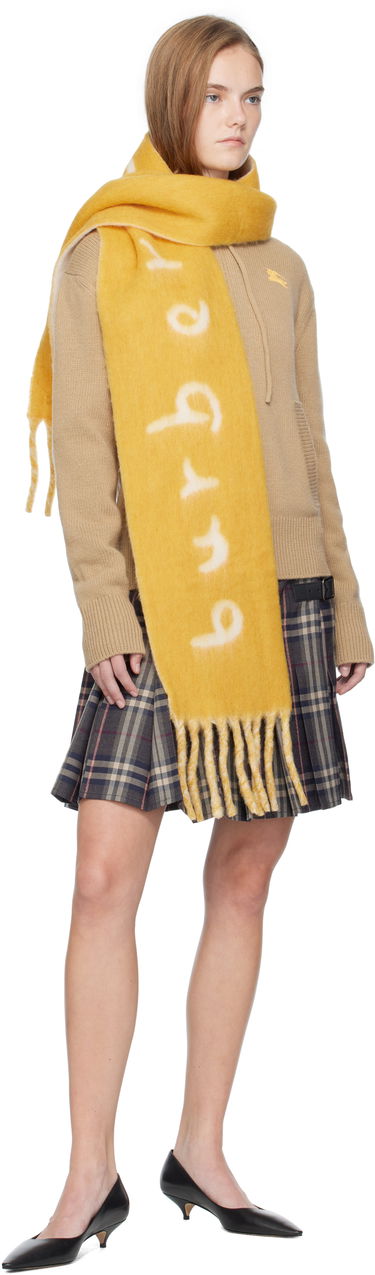 Tørklæde Burberry Burberry Logo Alpaca Wool Blend Scarf Gul | 8114083, 2