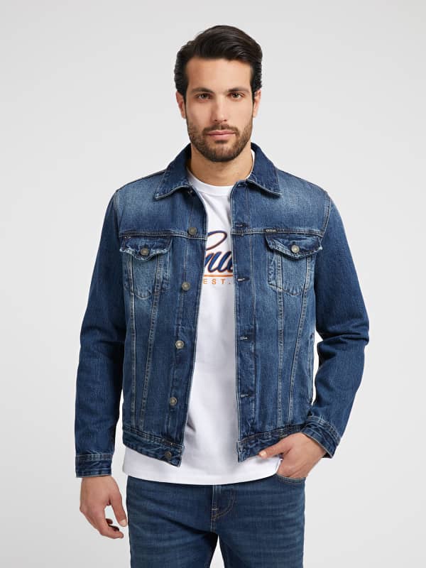 Jakke GUESS Regular Fit Denim Mørkeblå | M2GXN1D4HW3, 0
