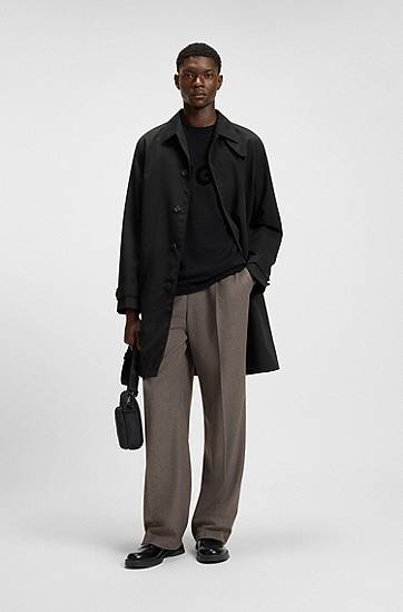 Regnfrakke BOSS Water-Repellent Gabardine Regular-Fit Coat Sort | 50517771, 1