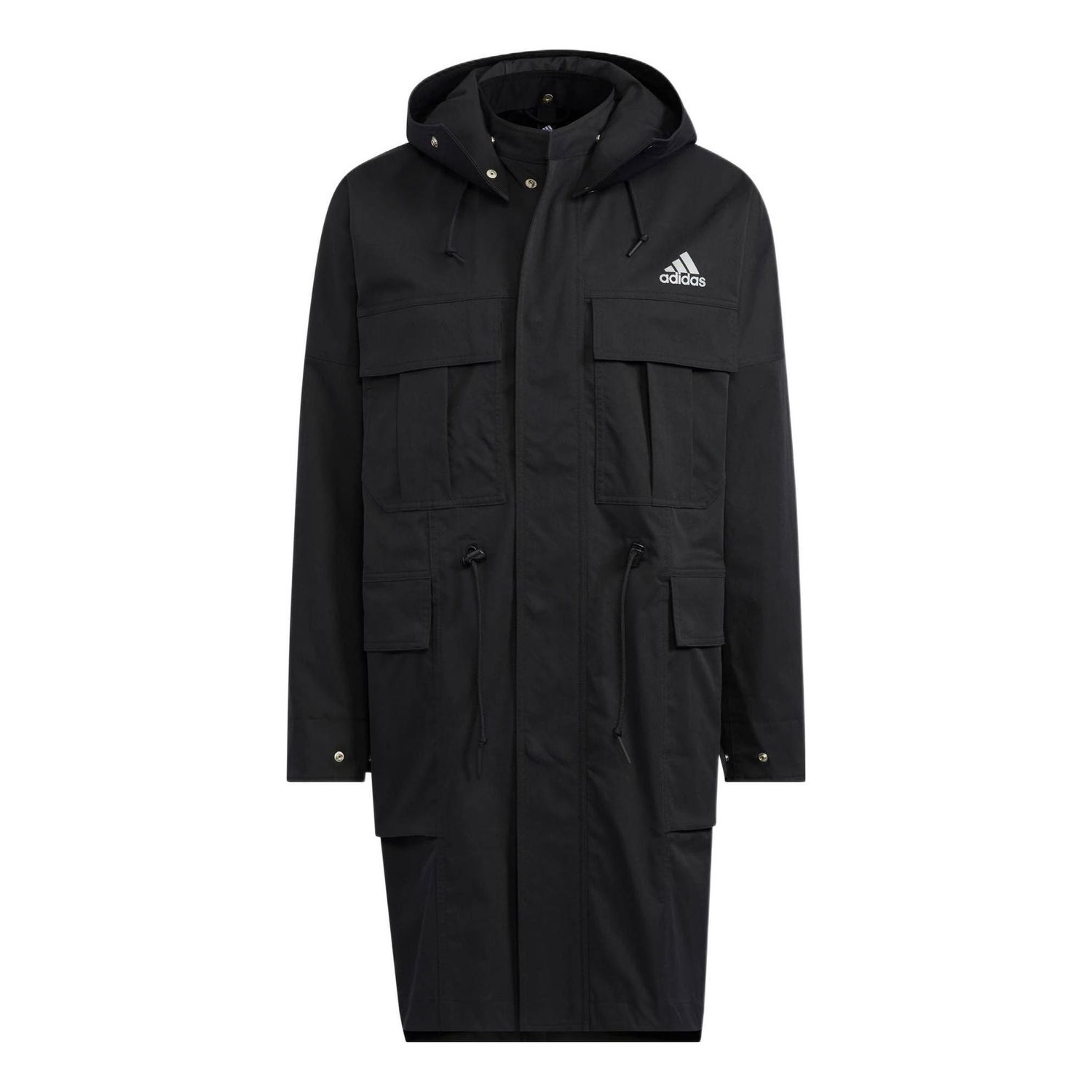 Trenchcoat adidas Originals Long Solid Chest Logo Print Jacket Sort | HM2709, 0