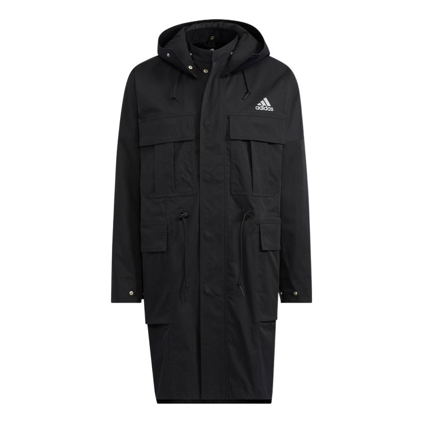 Trenchcoat adidas Originals Long Solid Chest Logo Print Jacket Sort | HM2709