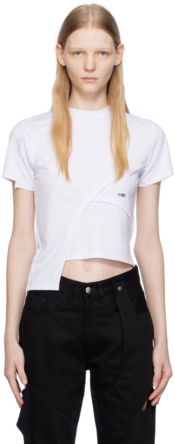 T-shirt HELIOT EMIL Deconstructed Crop T-Shirt Hvid | HE_W_09_024_C01_WHT02