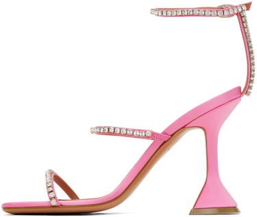 Skopleje Amina Muaddi Amina Muaddi Gilda Crystal-Embellished Heeled Sandals Lyserød | GILDA SANDAL CL SATIN, 2