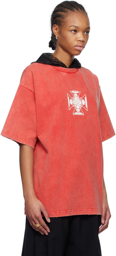 T-shirt We11done We11done Heart Cross Hooded T-Shirt Rød | WD-TH0-25-842-U-RD, 1