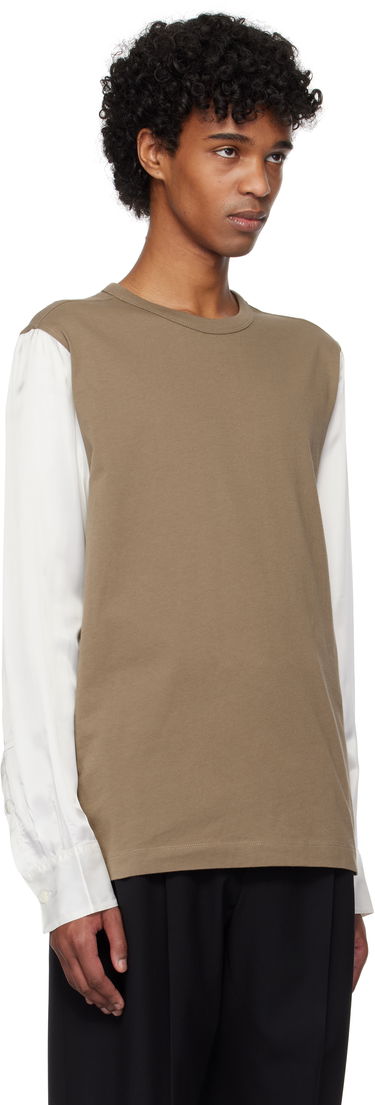 T-shirt Dries Van Noten Dries Van Noten Paneled Long Sleeve T-Shirt Hvid | 251-021106-1600, 4