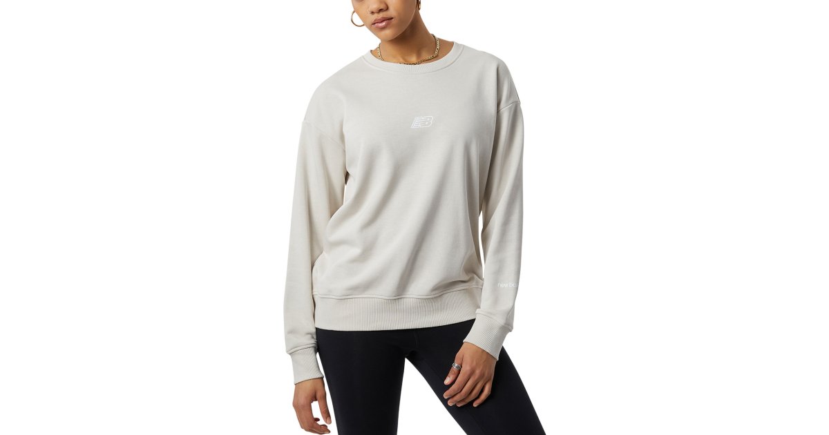 Sweatshirt New Balance Essentials Crew Hvid | wt23514-mbm, 1