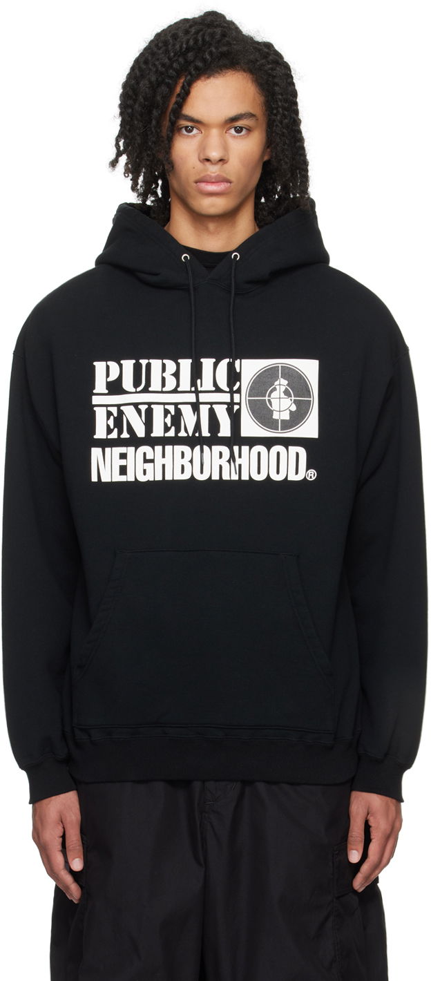 Sweatshirt Neighborhood PUBLIC ENEMY x Hoodie Sort | 232UWNH-CSM01, 0
