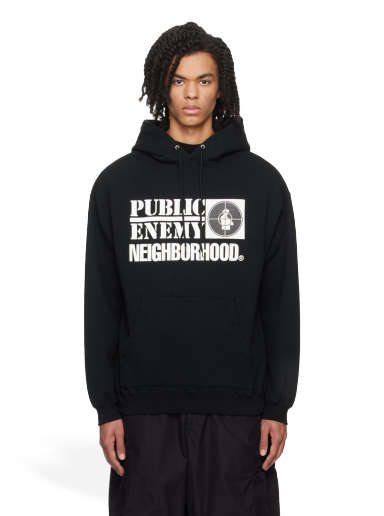 Sweatshirt Neighborhood PUBLIC ENEMY x Hoodie Sort | 232UWNH-CSM01