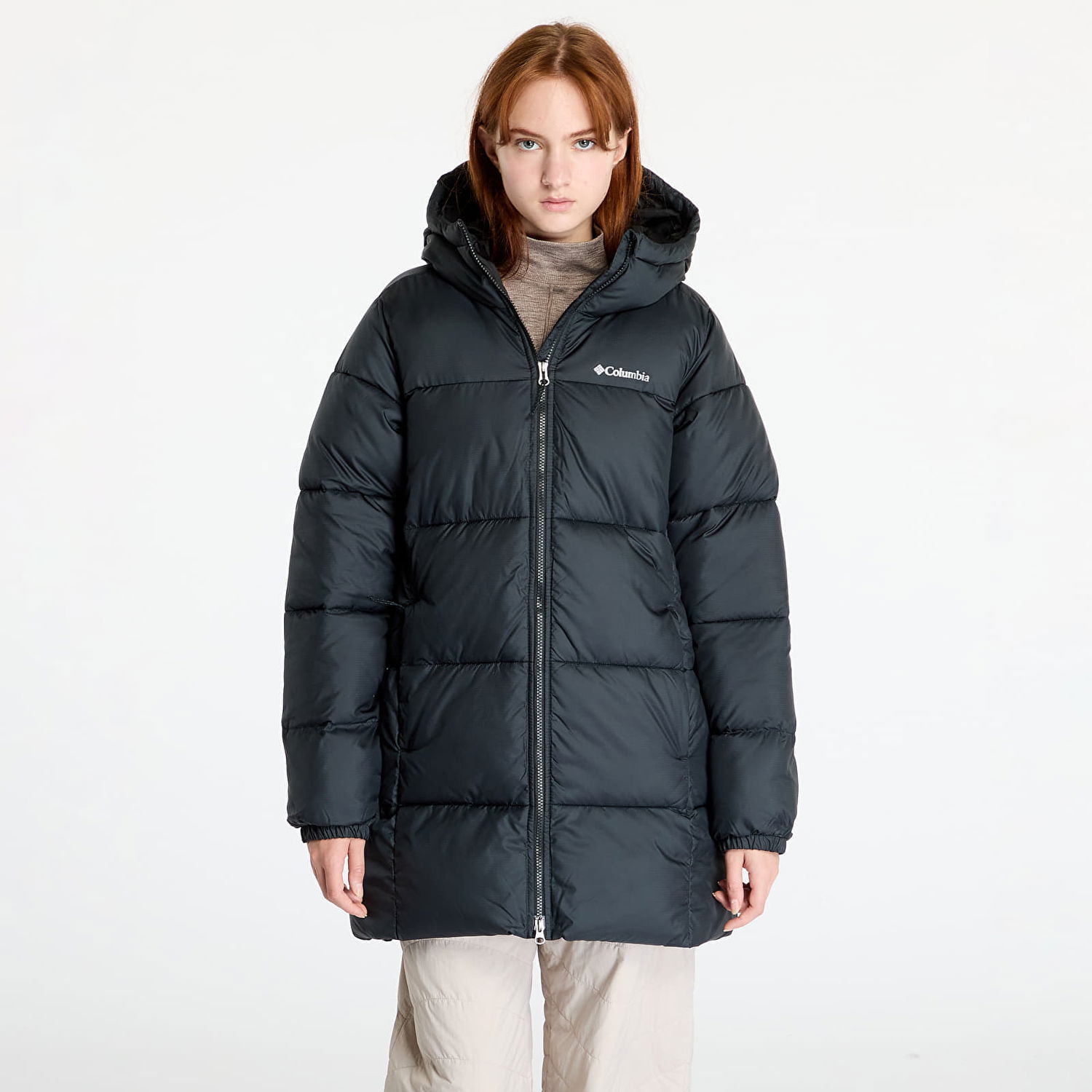 Puffer jakke Columbia Puffect™ II Mid Hooded Jacket Black Sort | 2088471010, 0