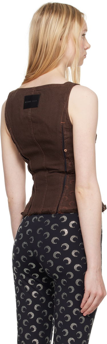 Crop top Marine Serre Marine Serre Moon Jacquard Twill Corset Top Brun | WTO414A CWOV0063, 2
