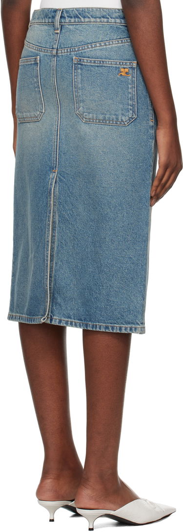 Nederdel Courrèges Faded Denim Midi Skirt Blå | 324DJU183DE0033, 2