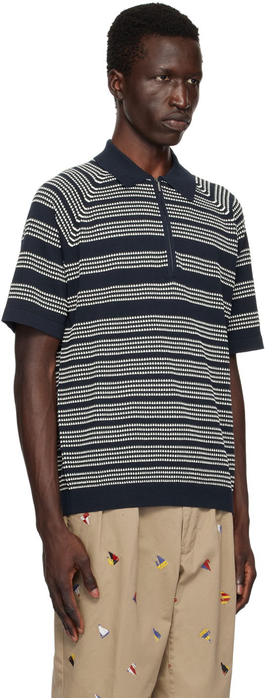 Polo skjorte BEAMS Beams Plus Jacquard Polo Mørkeblå | 3802-0037-156, 1