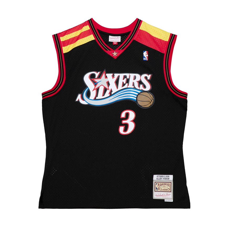 Jersey Mitchell & Ness NBA Philadelphia 76ers Allen Iverson Alternate Spain Jersey Sort | SMJY4203-P7606AIVBLCK, 0