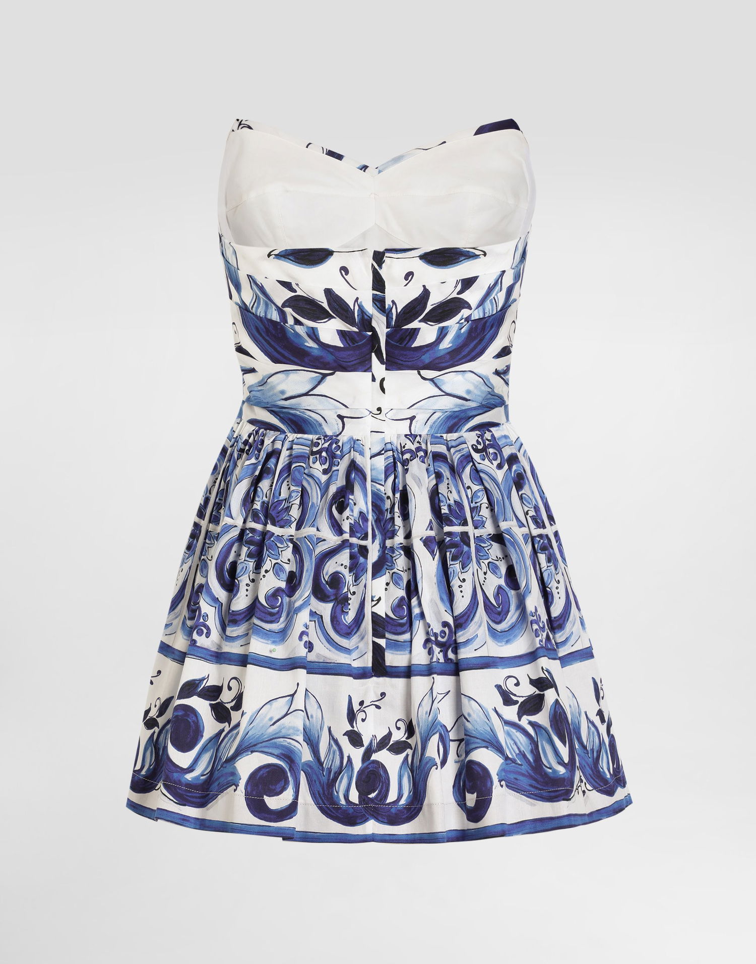 Kjole Dolce & Gabbana DG EXCLUSIVE Majolica-print Cotton Satin Strapless Pleated Mini Dress Flerfarvet | I6KI3WHS5T1HY3TN, 1