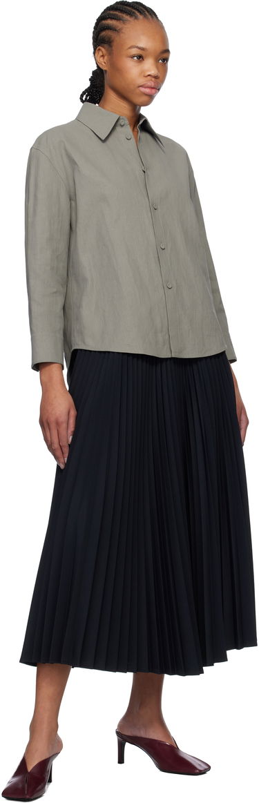 Skjorte Jil Sander Jil Sander Cropped Linen Shirt Grøn | J02DL0205_J60001, 3