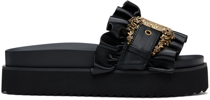 Tilbehør Versace Versace Jeans Couture Baroque Buckle Platform Sandals Sort | E78VA3SM5_E71570