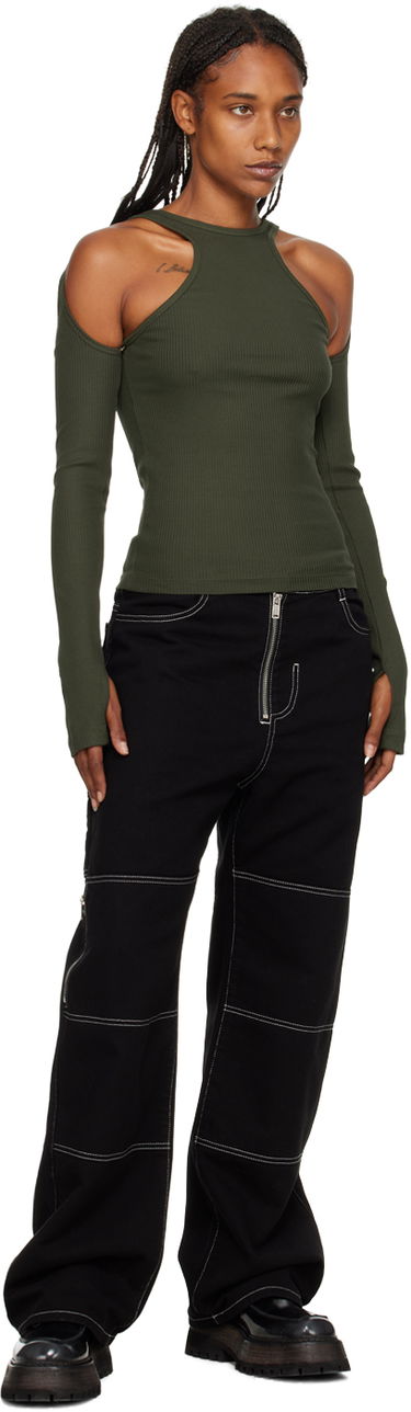 T-shirt Dion Lee Loop Cutout Long Sleeve T-Shirt Grøn | C3074F22, 3
