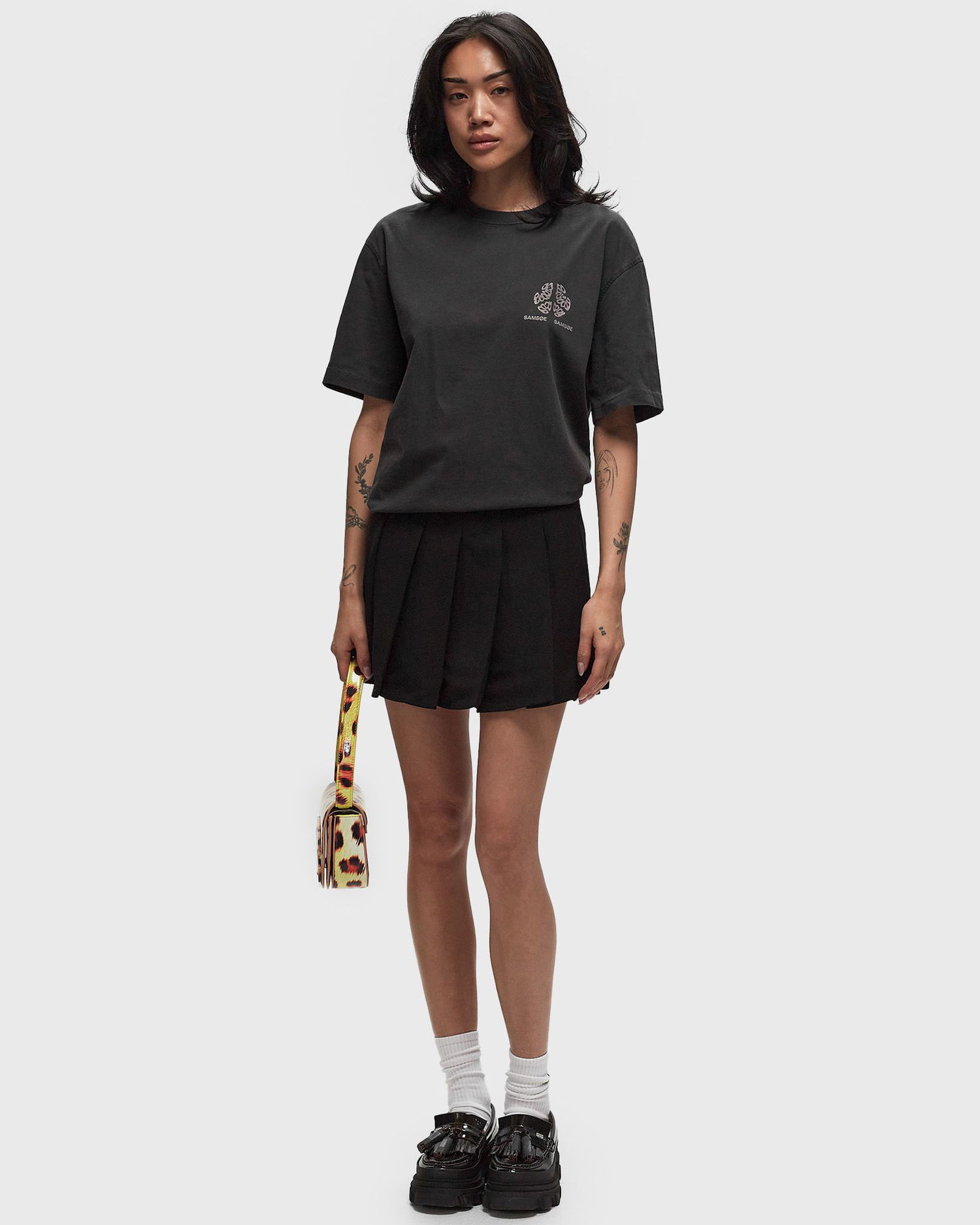 Sokker GANNI Pleated Twill Miniskirt Grå | F9710, 1