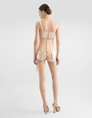 Bh Dolce & Gabbana Dolce & Gabbana Satin Bralette Top with Corset Detail Beige | F7AW6TGDCMXF0658, 2