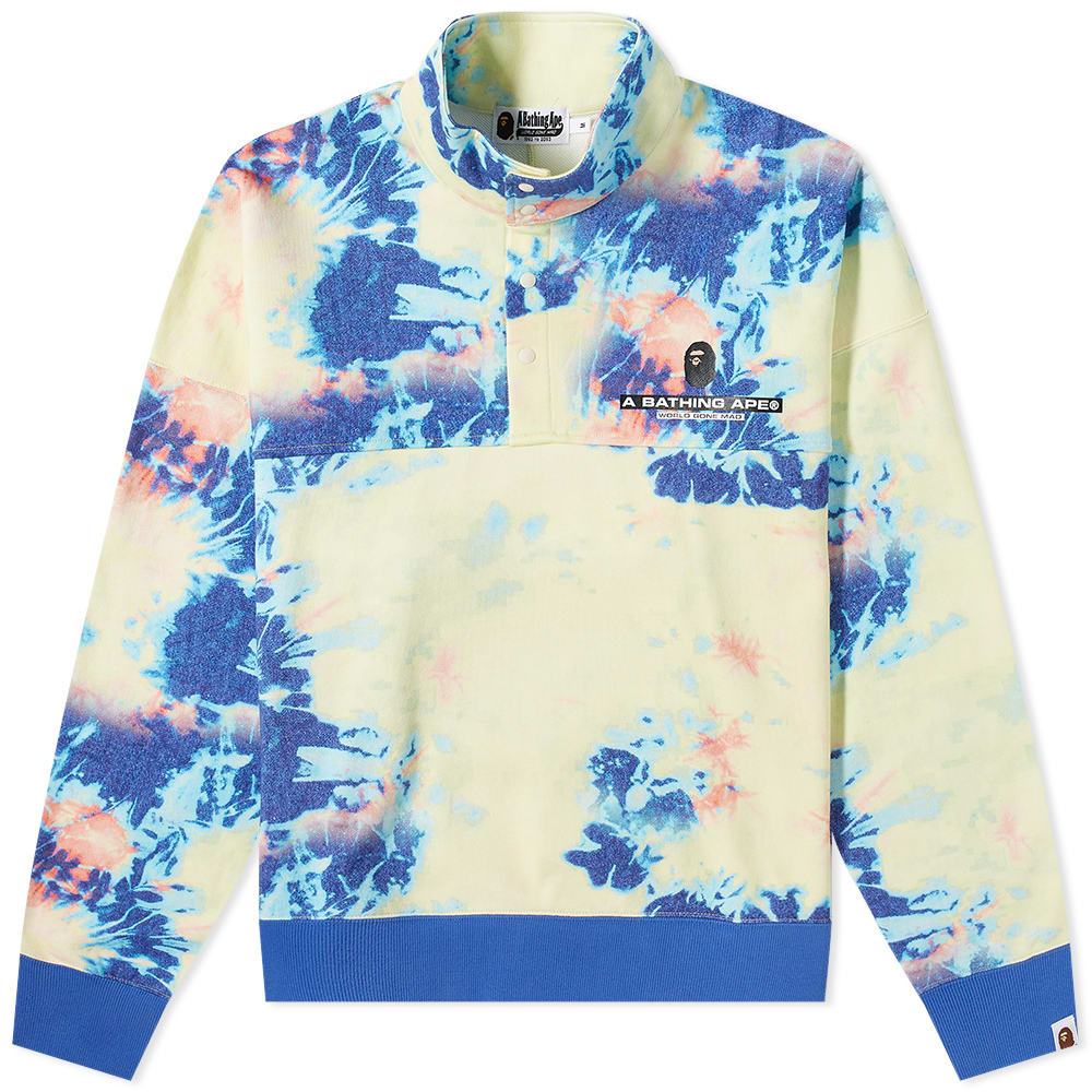 Sweater BAPE Tie Dye Stand Collar Loose Fit Crewneck Blå | 001SWI301008M-MUL, 0