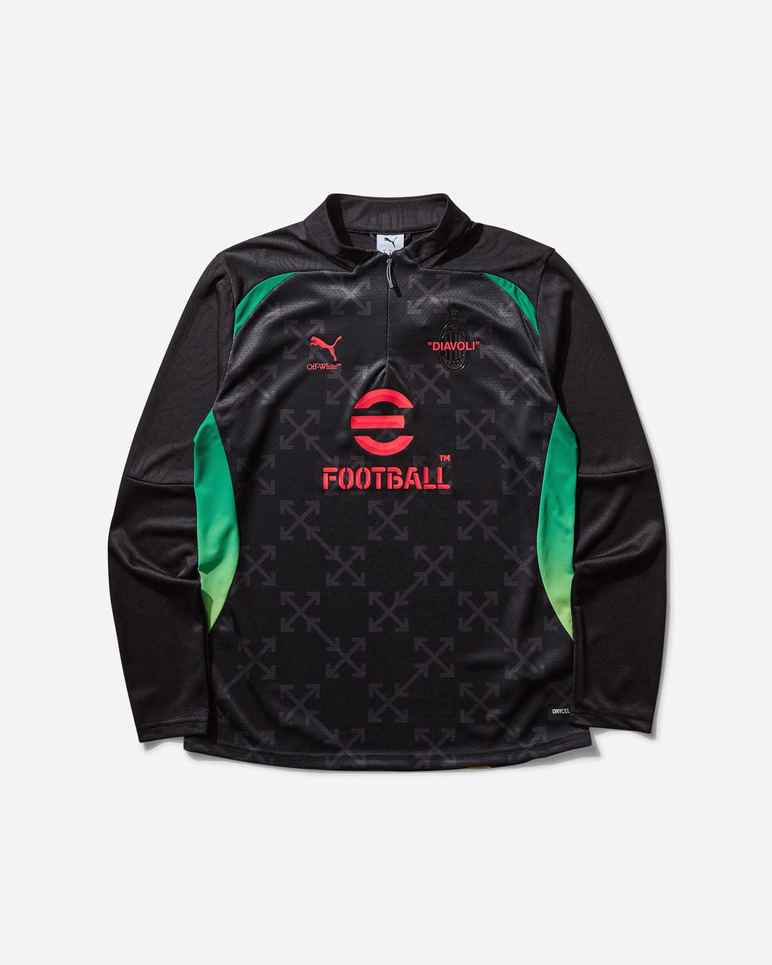 Sweatshirt Puma AC Milan x Off-White Prematch 1/4-Zip Jersey Black / Red Sort | 783006-04, 1