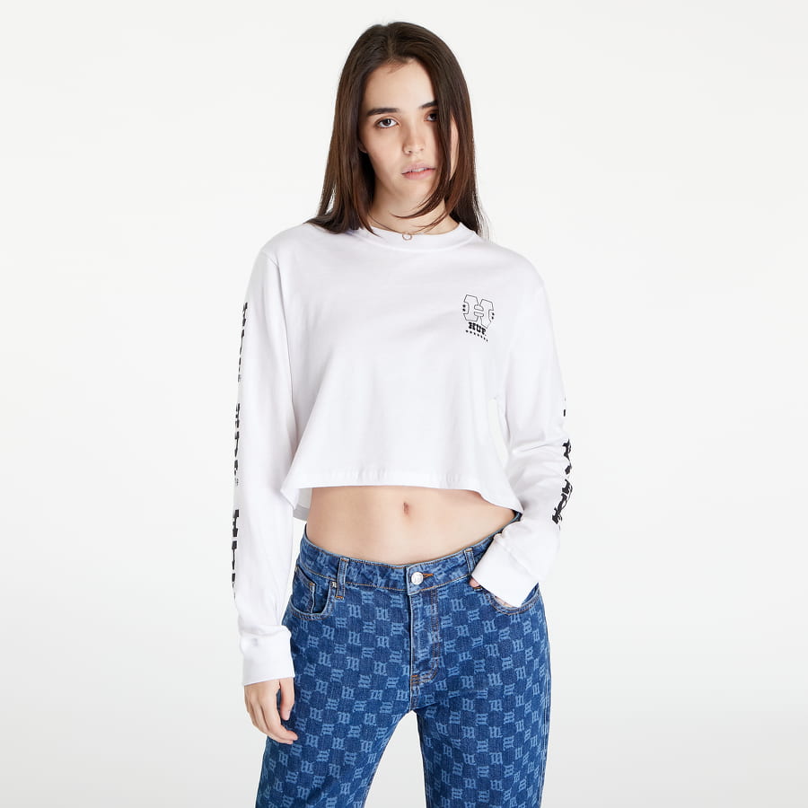 Crop top HUF Wheelie L/S Crop Tee Hvid | WTS0057 WHITE, 0