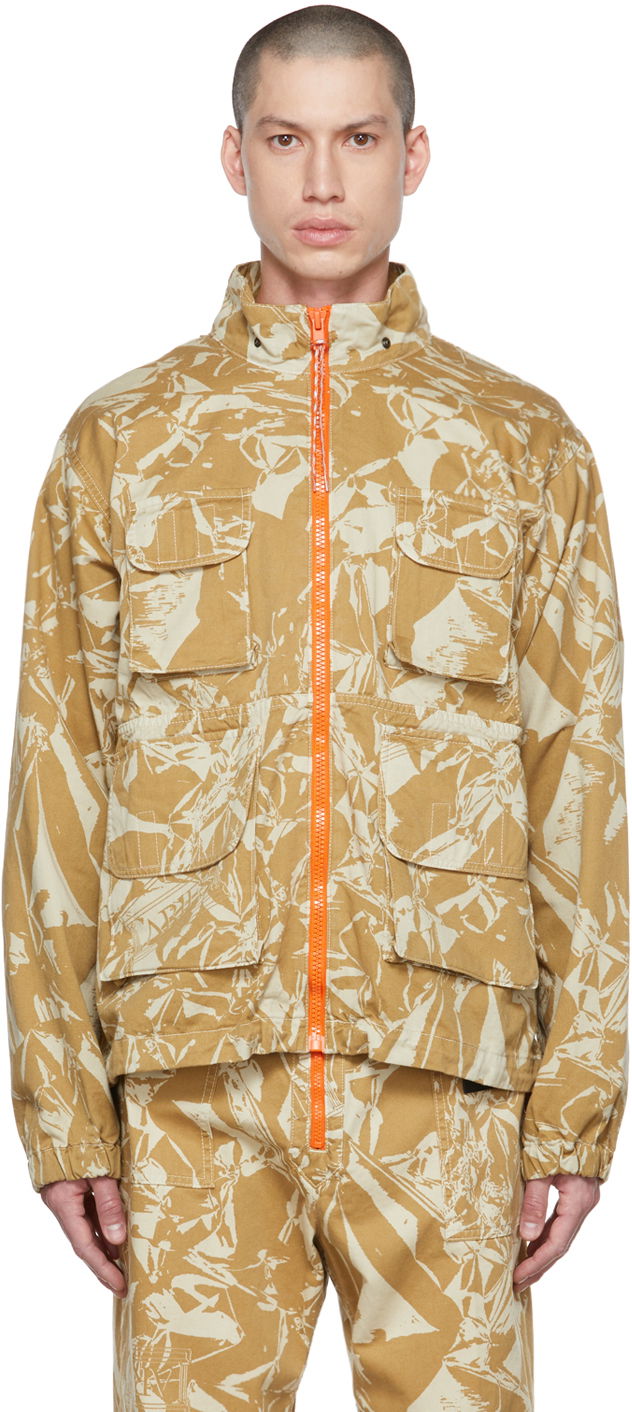 Jakke Aries Aries Crinkle Camo Cargo Jacket Beige | FTAR71303