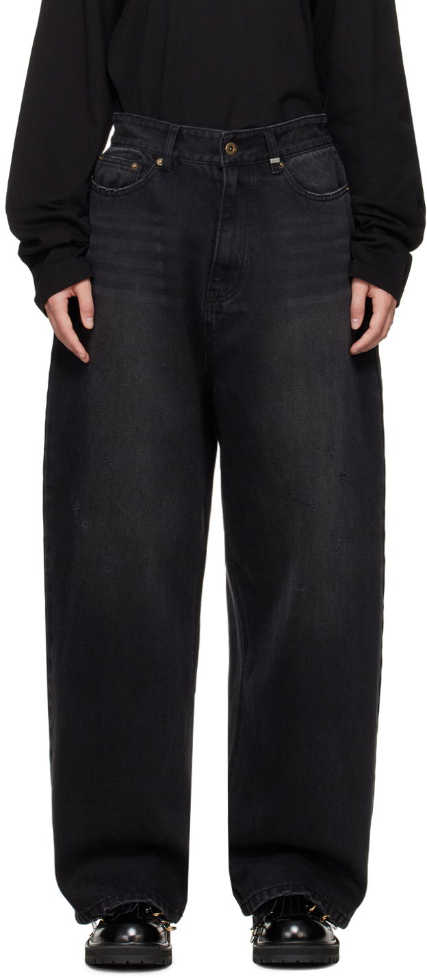 Jeans We11done We11done Washed Loose-Fit Jeans Sort | WD-DP2-24-349-W-BK