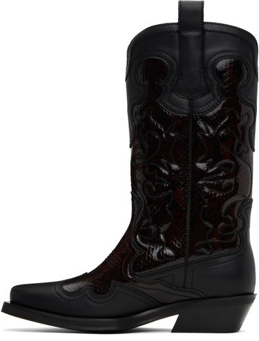 Tøj GANNI GANNI Mid Shaft Embroidered Western Boots Sort | S2857, 2