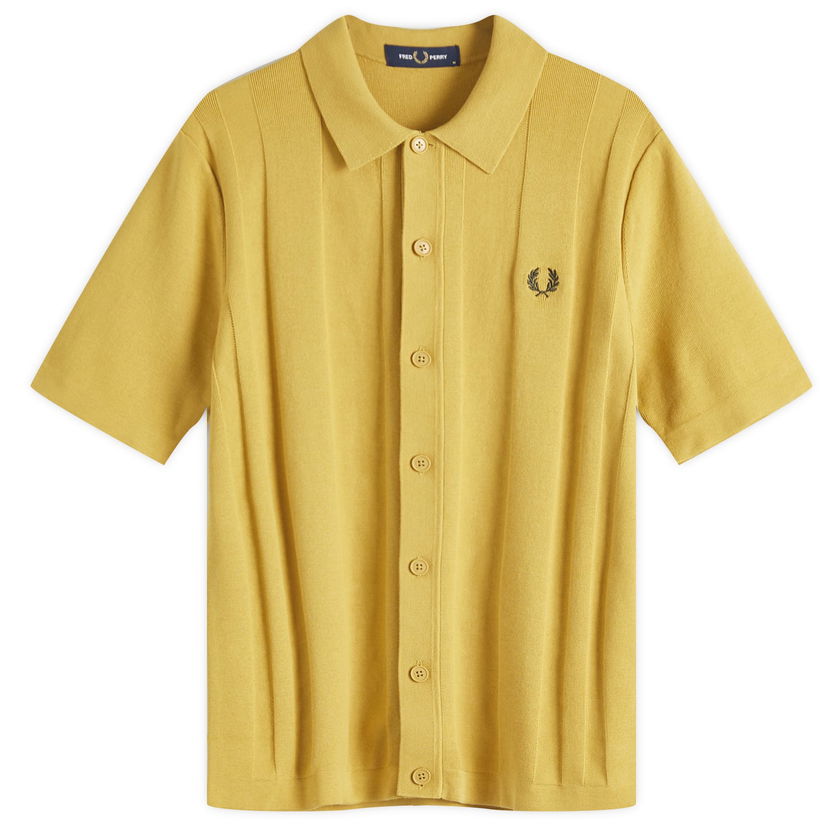 Skjorte Fred Perry Fred Perry Knitted Short Sleeve Button Shirt Gul | K9727-X18