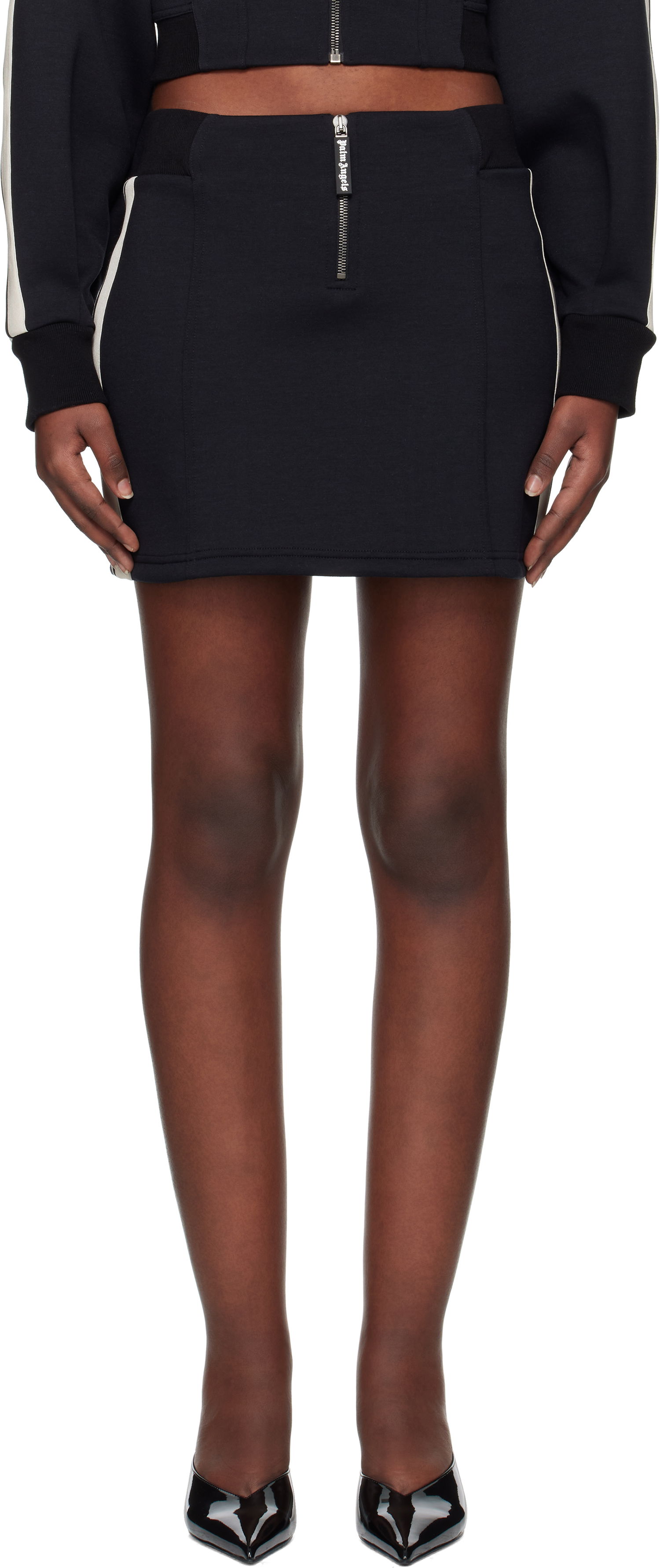 Nederdel Palm Angels Palm Angels Neoprene Track Miniskirt Sort | PWCC086S25FAB0011003, 0