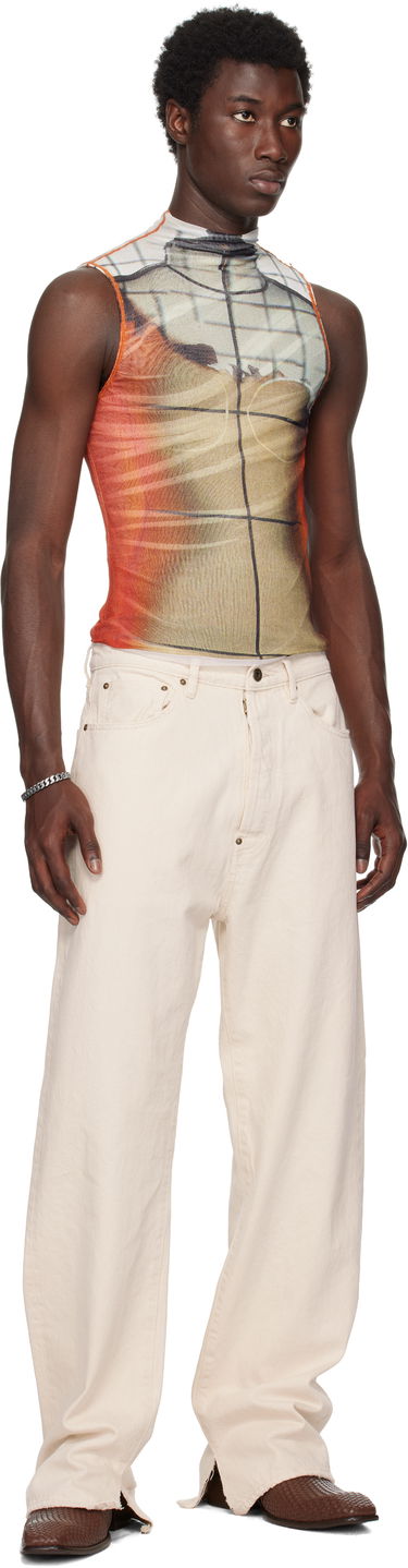Tanktop Jean Paul Gaultier Jean Paul Gaultier 'The Fire' Printed Mesh Tank Top Orange | 25/03-W-TO307-M003P-150100, 3