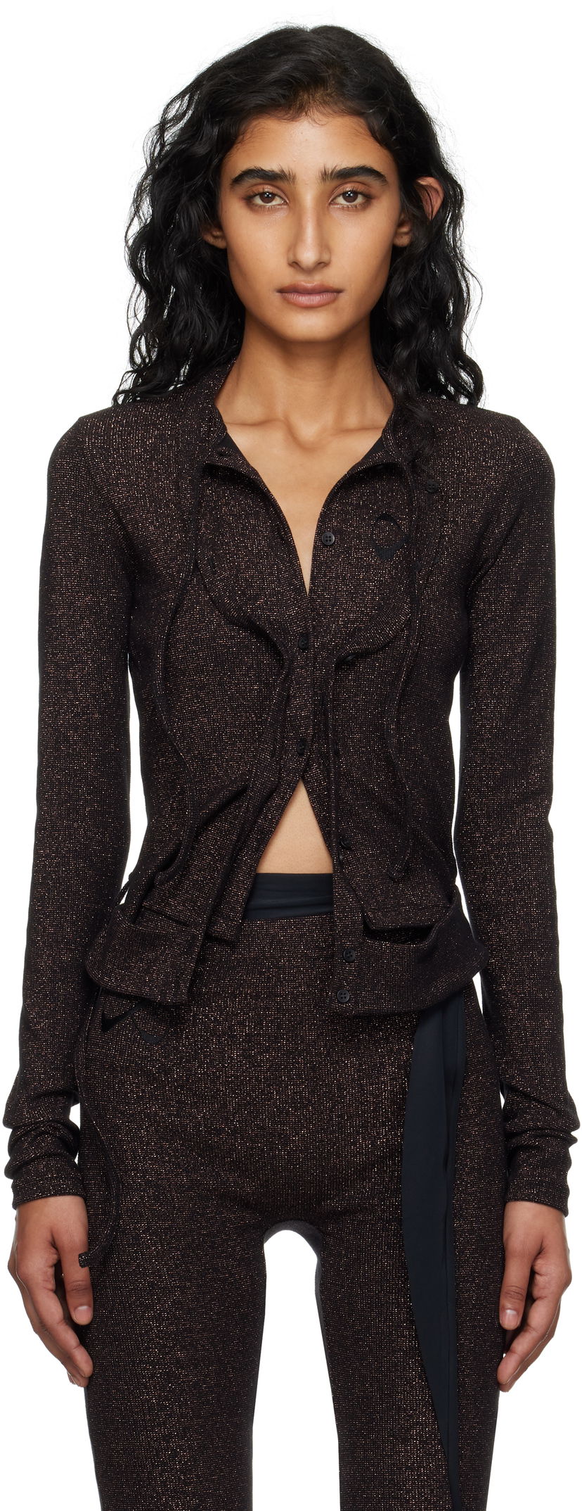 Sweater Ottolinger Ottolinger Double Closure Rib Knit Cardigan Sort | 104-600204-03