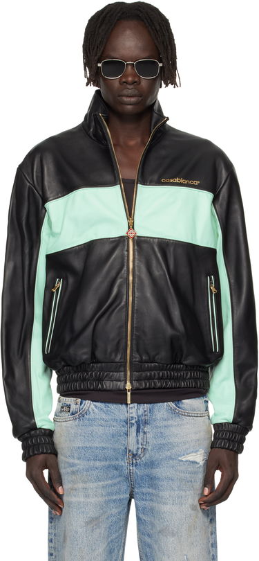 Jakke Casablanca Casablanca Track Leather Jacket Grøn | MPF25-JK-382-01, 0