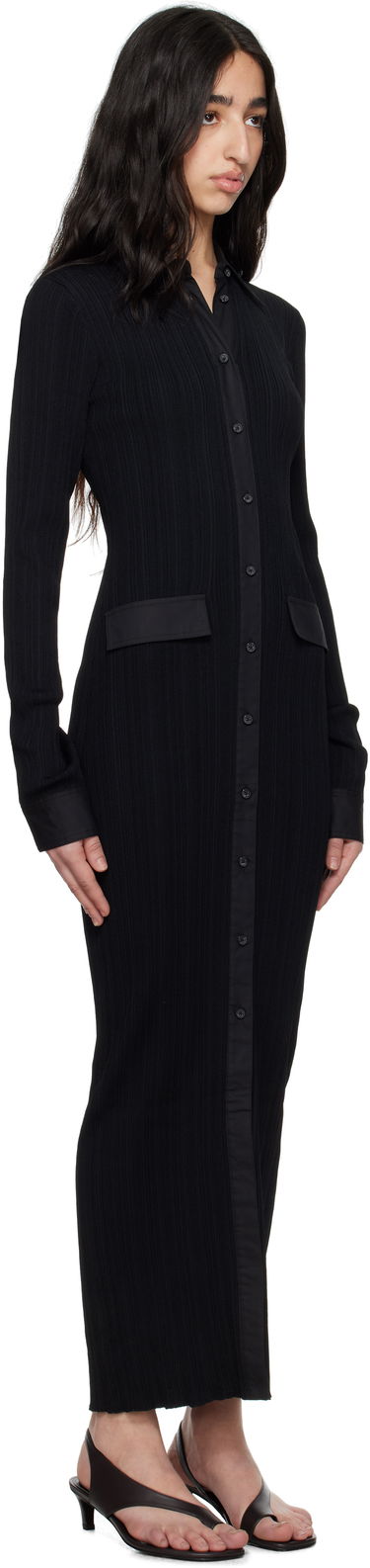 Kjole TOTEME TOTEME Knitted Shirt Maxi Dress Sort | 252-WRT0454-YA0044, 1