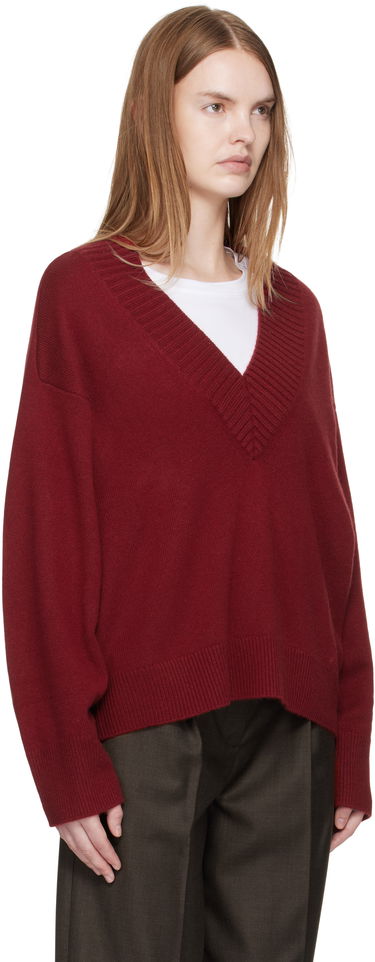 Sweater Loulou de Saison Loulou de Saison Sage LDS Cashmere V-Neck Sweater Bourgogne | SAGE LDS, 1