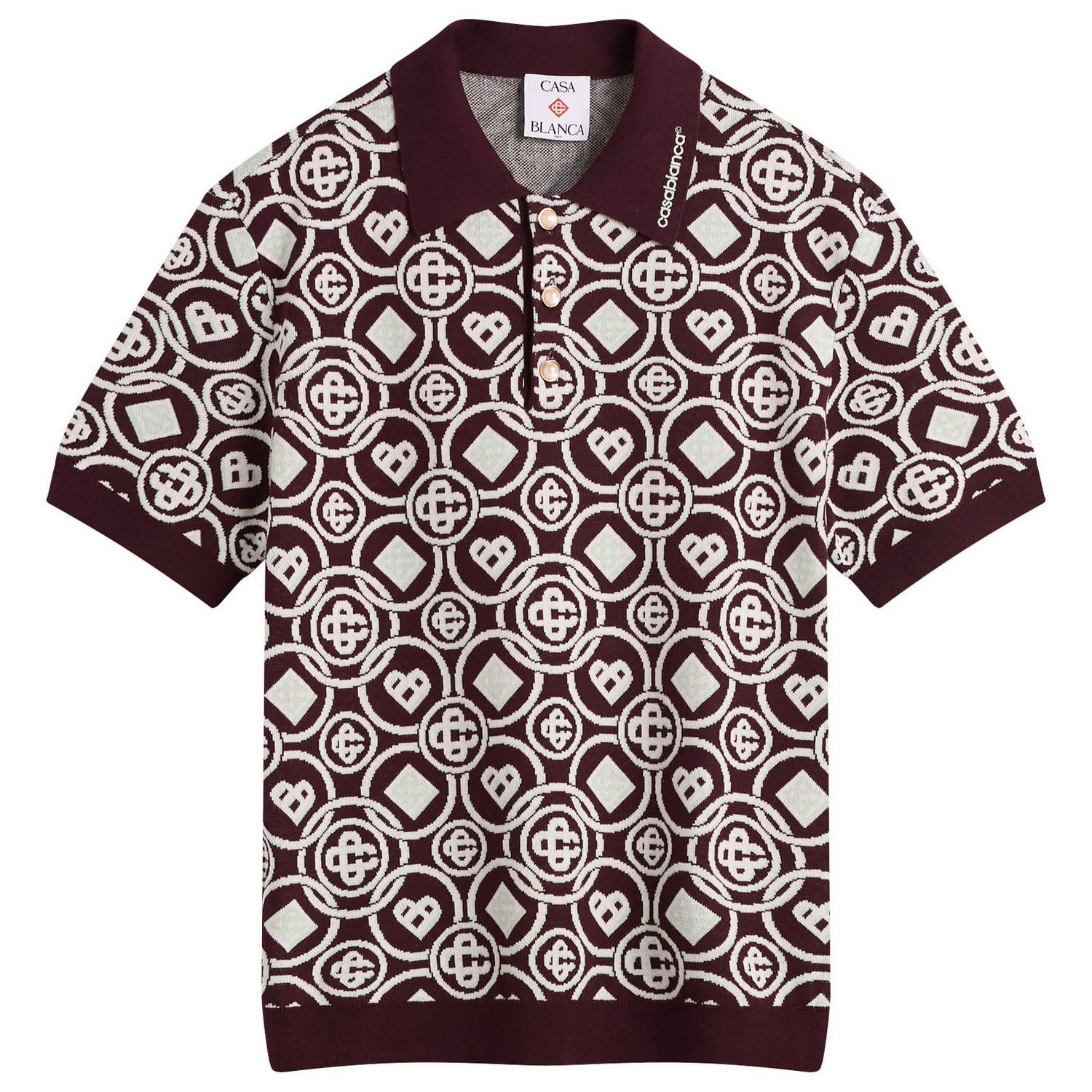 Polo skjorte Casablanca Casablanca Monogram Polo, Size Large Bourgogne | M-AW25-KW-1092-01, 1