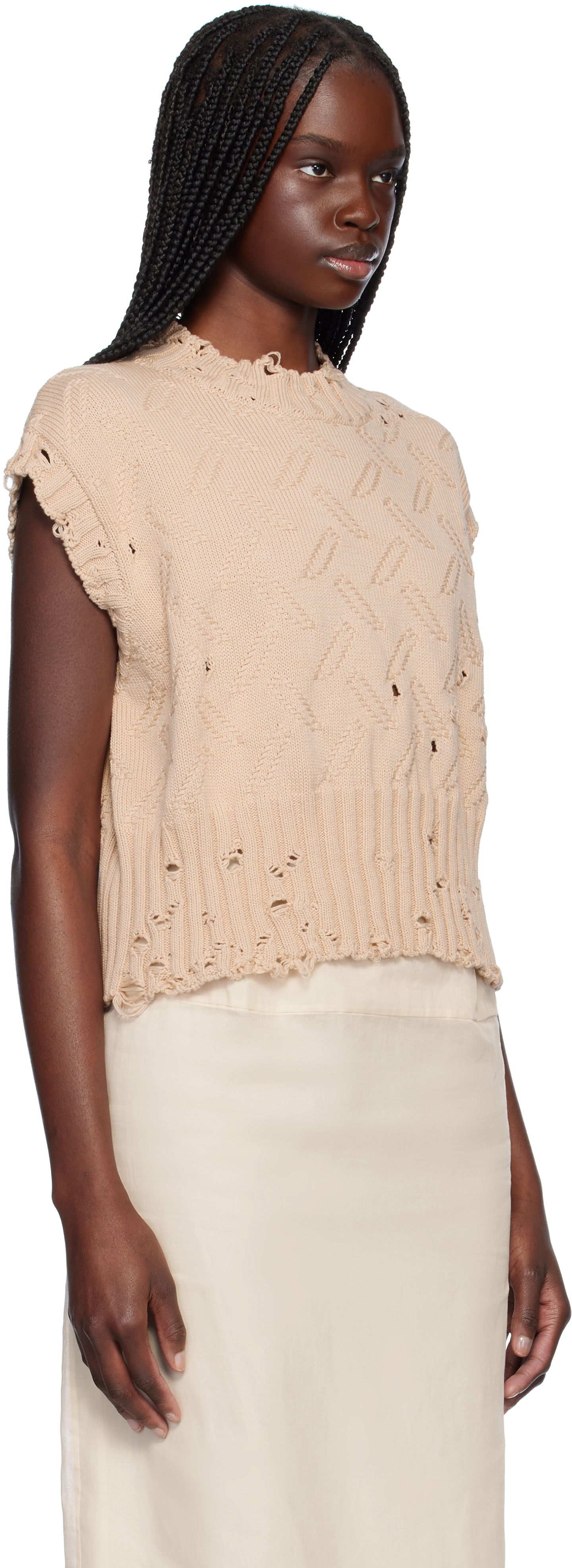 Sweater Marni Marni Jacquard 3D Disheveled Cotton Sweater Beige | GCMD0605A0 UFC658, 1