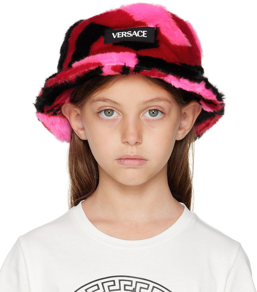 Hat Versace Kids 'La Greca' Faux Fur Bucket Hat Flerfarvet | 1001932_1A05277